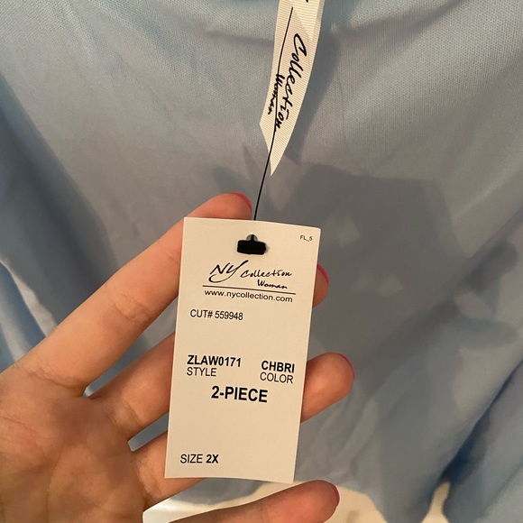 NWT NY COLLECTION 2-piece Blue Lace Blouse - Picture 8 of 8